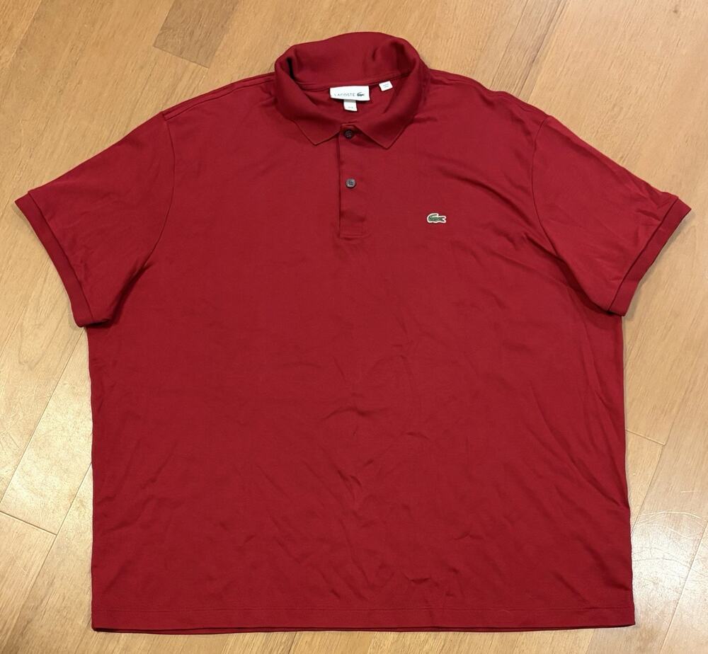 Lacoste Classic Fit Polo Shirt Mens 4XL Red Pique Cotton Crocodile Logo Preppy
